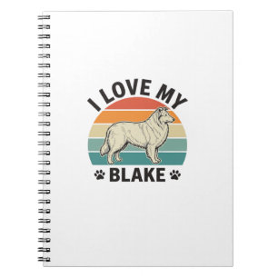 Carnet J'aime mon design de gravure rétro de chien Blake_