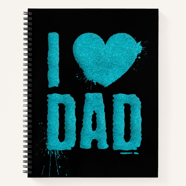 Carnet J'aime papa Typographie de Parties scintillant Tur (Devant)