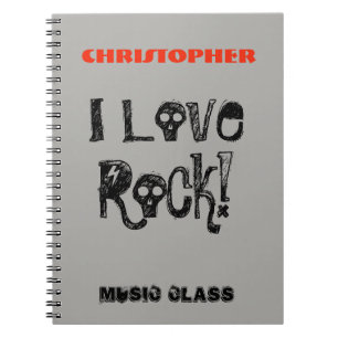 Carnet J'aime Rock Fun Skulls Nom