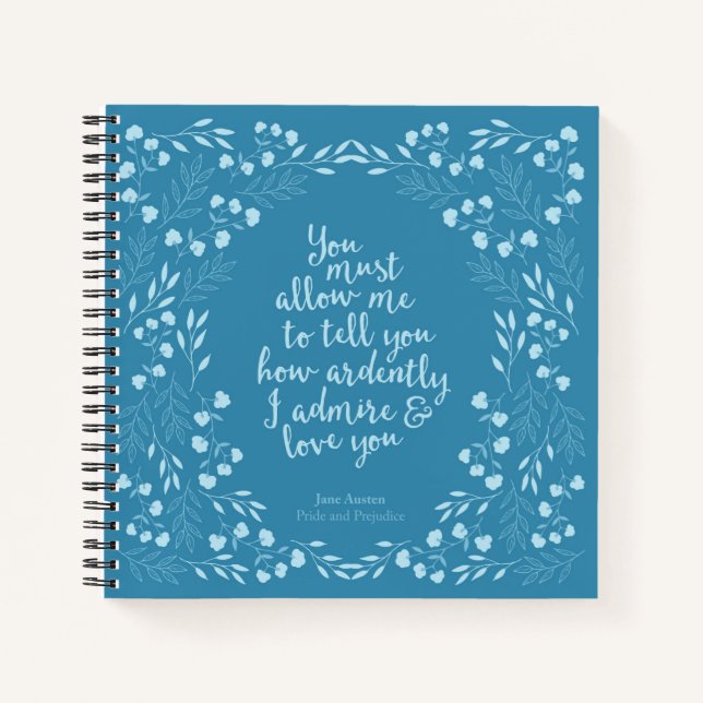 Carnet Jane Austen Fierté et préjugé Citation d'amour flo (Devant)