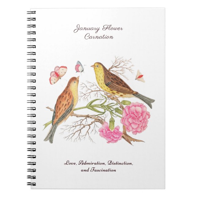 Carnet Janvier Mois de naissance Fleur Anniversaire Cadea (Devant)