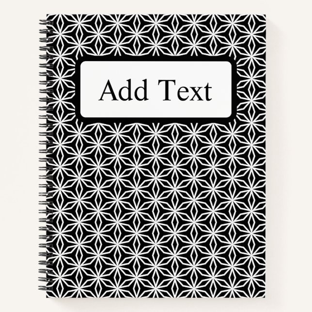Carnet Japanese-Inspired Geometric Black & White Custom (Devant)