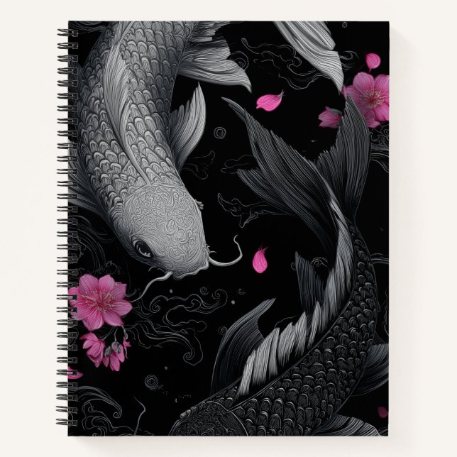 Carnet Japonais Koi Fish mode foncé (Devant)