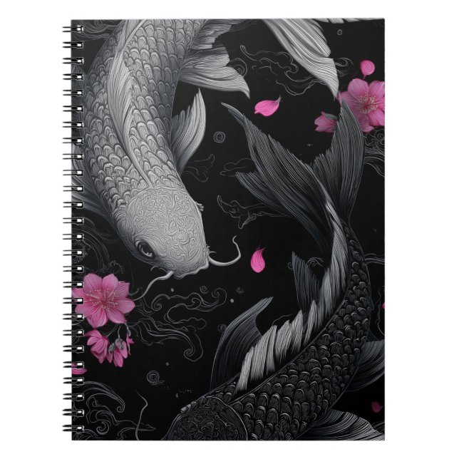 Carnet Japonais Koi Fish mode foncé (Devant)