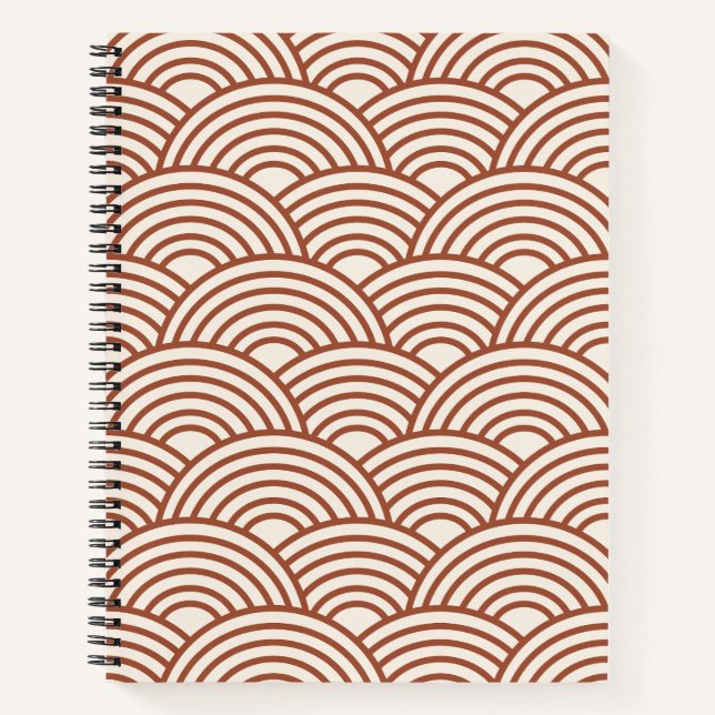 Carnet Japonaise Seigaiha Vave Rust Terracotta (Devant)