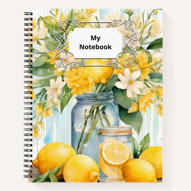 Carnet Jar à fleurs de citron d'été (Devant)