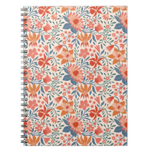 Carnet Jardin de corail et de sarcelle sur fond beige dou