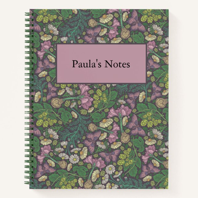 Carnet Jardin de marguerites blanches victoriennes papill (Devant)