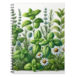 Carnet Jardin de plantes aromatiques Menthe, Basilic, Rom