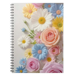 Carnet Jardin de roses pastel élégant : Étui portefeuille