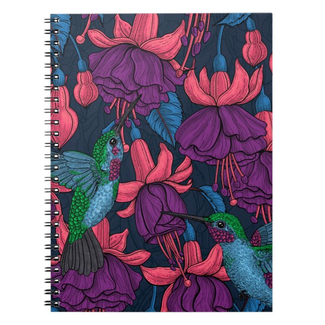 Carnet Jardin des colibris en violet et bleu (Devant)