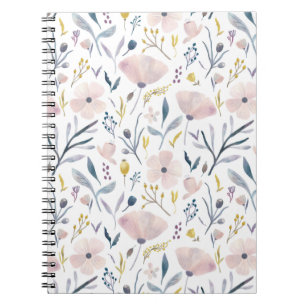 Carnet Jardin des fleurs rose et bleu Pastel Motif