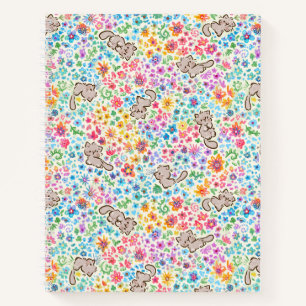 Carnet Jardin fantaisiste de Pebble Chat Gris & Fleurs Vi