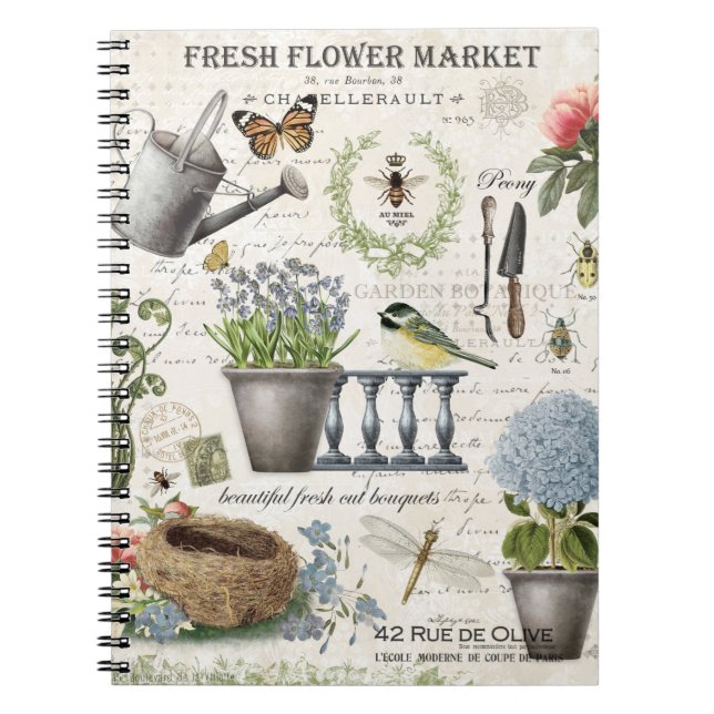 Carnet Jardin fleuri Vintage (Devant)