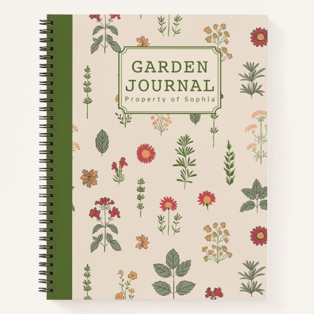 Carnet Jardin Herbal Vintage Personnalisé | Rustique (Devant)