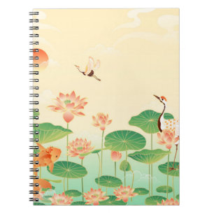 Carnet Jardin Japonais Étang de Carpes Koï et Nymphéas Ar