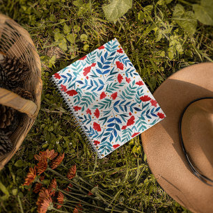 Carnet Jardin magique - rouge et turquoise