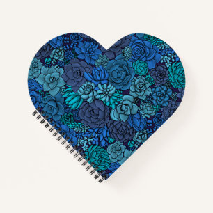 Carnet Jardin succulent en bleu