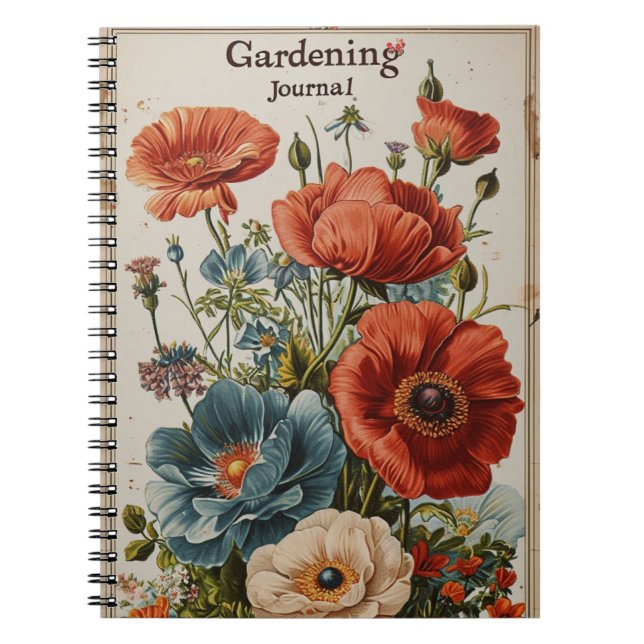 Carnet Jardinage aux fleurs vintages (Devant)