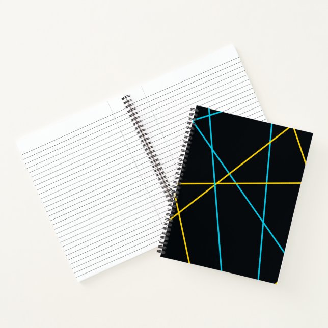 Carnet Jaune, Bleu, cool, tendance, urbain, lignes modern (Intérieur)
