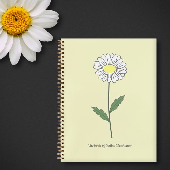Carnet Jaune Fleur Faisée Botanique (Daisy Flower Yellow Notebook)