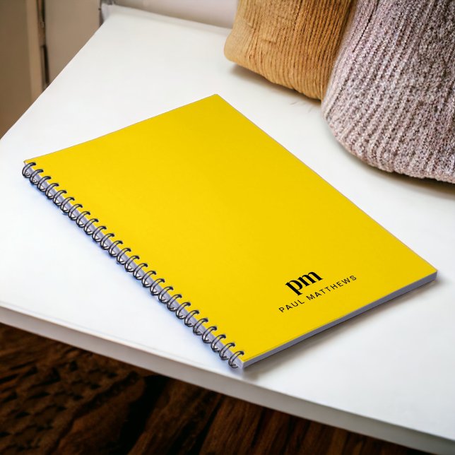 Carnet Jaune Moutarde Monogramme Simple Initiales et Nom (Personalize with your initials and name.)