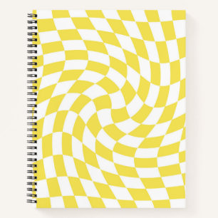 Carnet Jaune rétro Chèques déformés À damiers