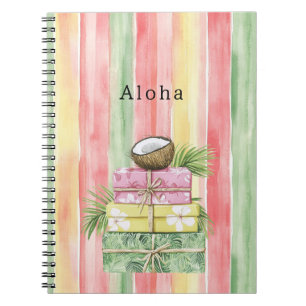 Carnet Jaune Rose Menthe Rayures Coco Tropical Floral