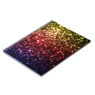 Carnet Jaune rouge violet faux paillettes scintillantes a