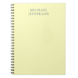 Carnet Jaune Très Pâle Minimaliste Moderne Simple Nom