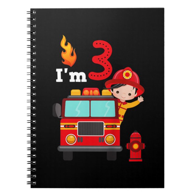 Carnet Je suis 3e anniversaire Boy Fire Engine Truck Todd (Devant)