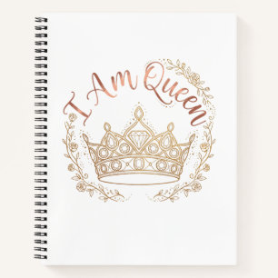 Carnet Je Suis Reine Couronne Florale Rose Gold