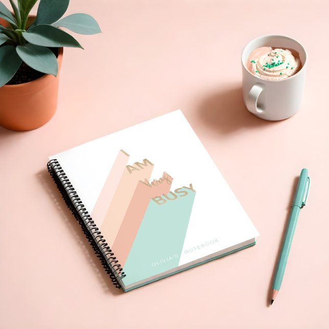 Carnet "Je Suis Très Occupé" Script Gold tendance Moderne ("I Am Very Busy" Trendy Gold Script Modern Retro Notebook)