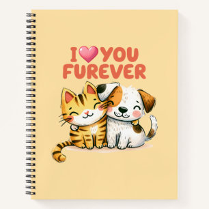 Carnet Je t'aime pour toujours Mignon Chat et Chien Kawai