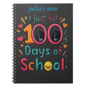 Carnet Je viens de frapper 100 jours de l'école Kawaii De