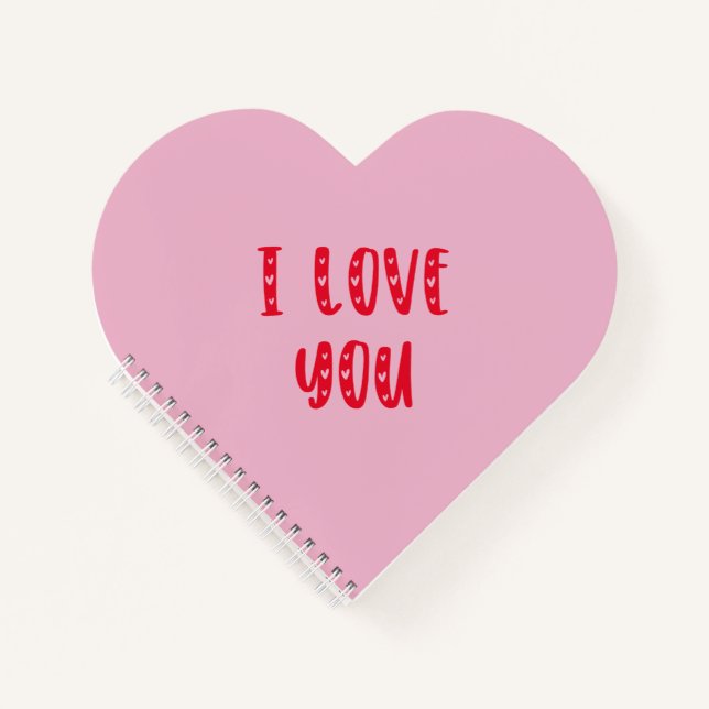 Carnet JE VOUS AIME cadeau de jour Valentines rose (Devant)