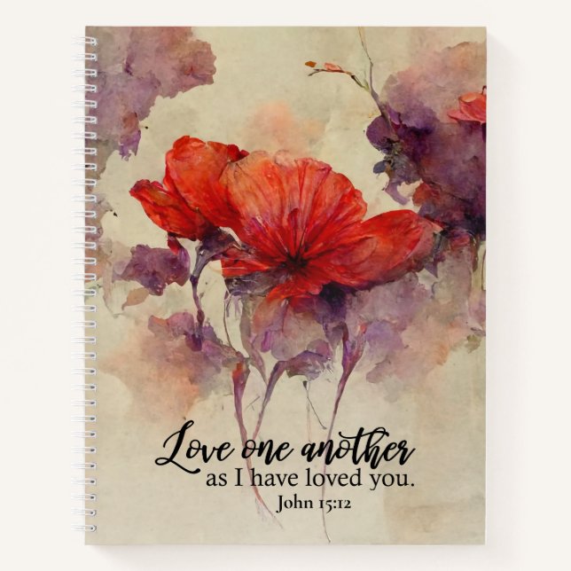 Carnet Jean 15:12 Aimez-Vous Une Autre Bible Verse Rouge  (Devant)