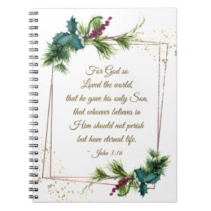 Carnet Jean 3:16 Dieu si aimé le monde Noël