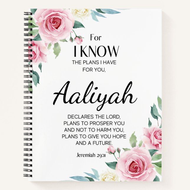 Carnet Jeremiah 29:11 Rose Personnaliser (Devant)
