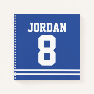 Carnet Jersey de football bleu avec nom et numéro person