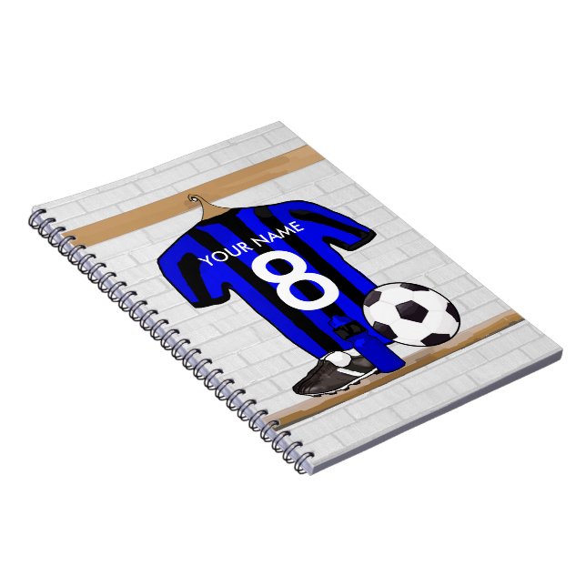 Carnet Jersey de football noir et bleu personnalisé (Côté Droit)