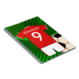 Carnet Jersey de soccer personnalisé rouge et blanc
