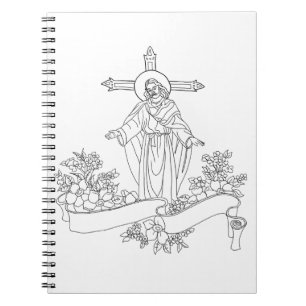 Carnet jésus Christ défiler et fleurs page de couleur art