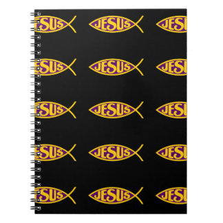 CARNET JÉSUS CHRIST ICHTHYS SALUT POISSON OR PURPLE