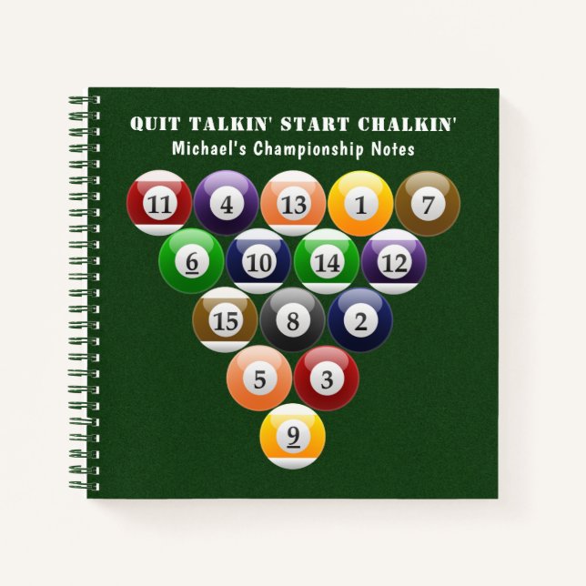 Carnet Jeu de billard à huit balles en rack à 8 balles (Devant)