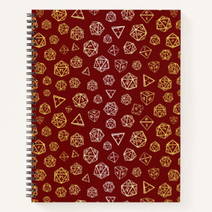 Carnet Jeu de rôle rouge et or d20