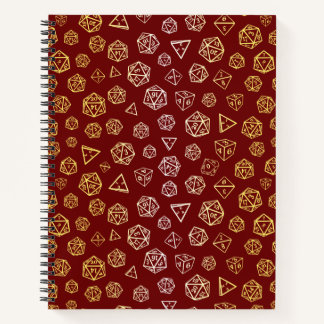 Carnet Jeu de rôle rouge et or d20