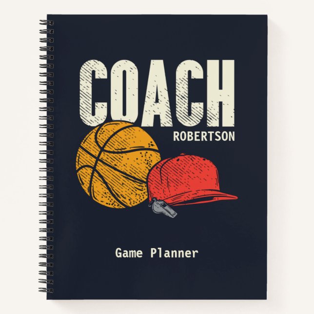 Carnet Jeu d'entraîneur sportif de basket-ball personnali (Devant)