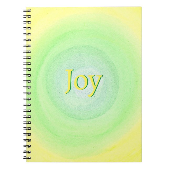 Carnet Joie, jaune et vert lettres jaune mélange vert jau (Devant)
