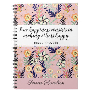 Carnet Joie rose pâle Citation Art Floral Inspirant